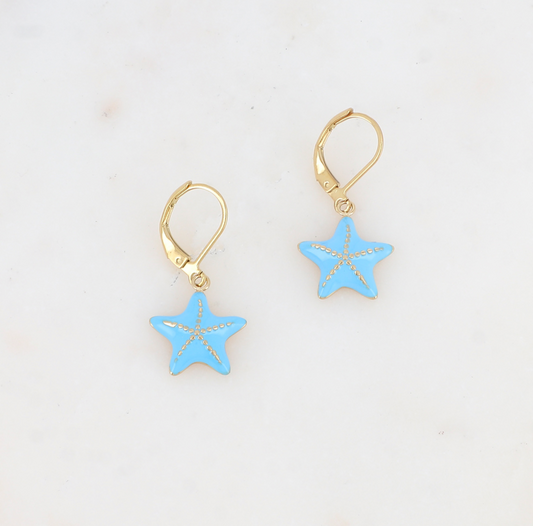 CRÉOLES AVEC PAMPILLE ÉTOILE DE MER ÉMAILLÉEE - IKITA PARIS