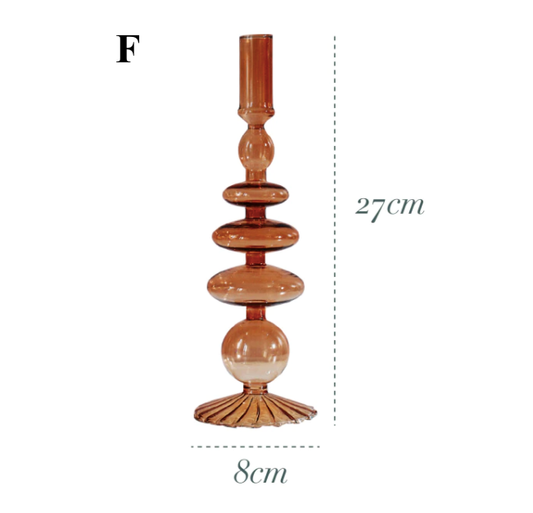 Bougeoir en verre marron