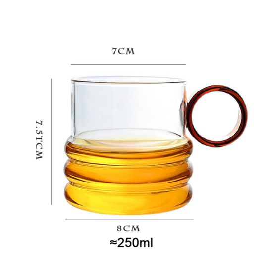 Tasse à café ondulée à poignée colorée