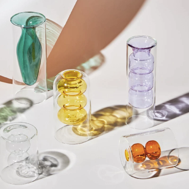 Vase en verre coloré hydroponique nordique
