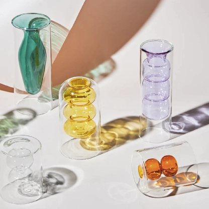 Vase en verre coloré hydroponique nordique