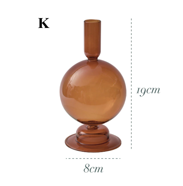 Bougeoir en verre marron