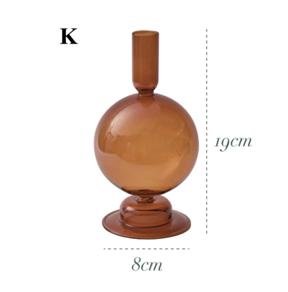 Bougeoir en verre marron