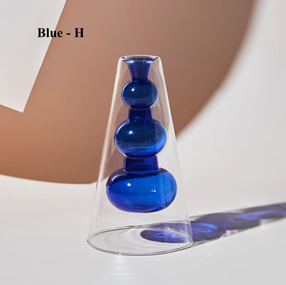 Vase en verre coloré hydroponique nordique