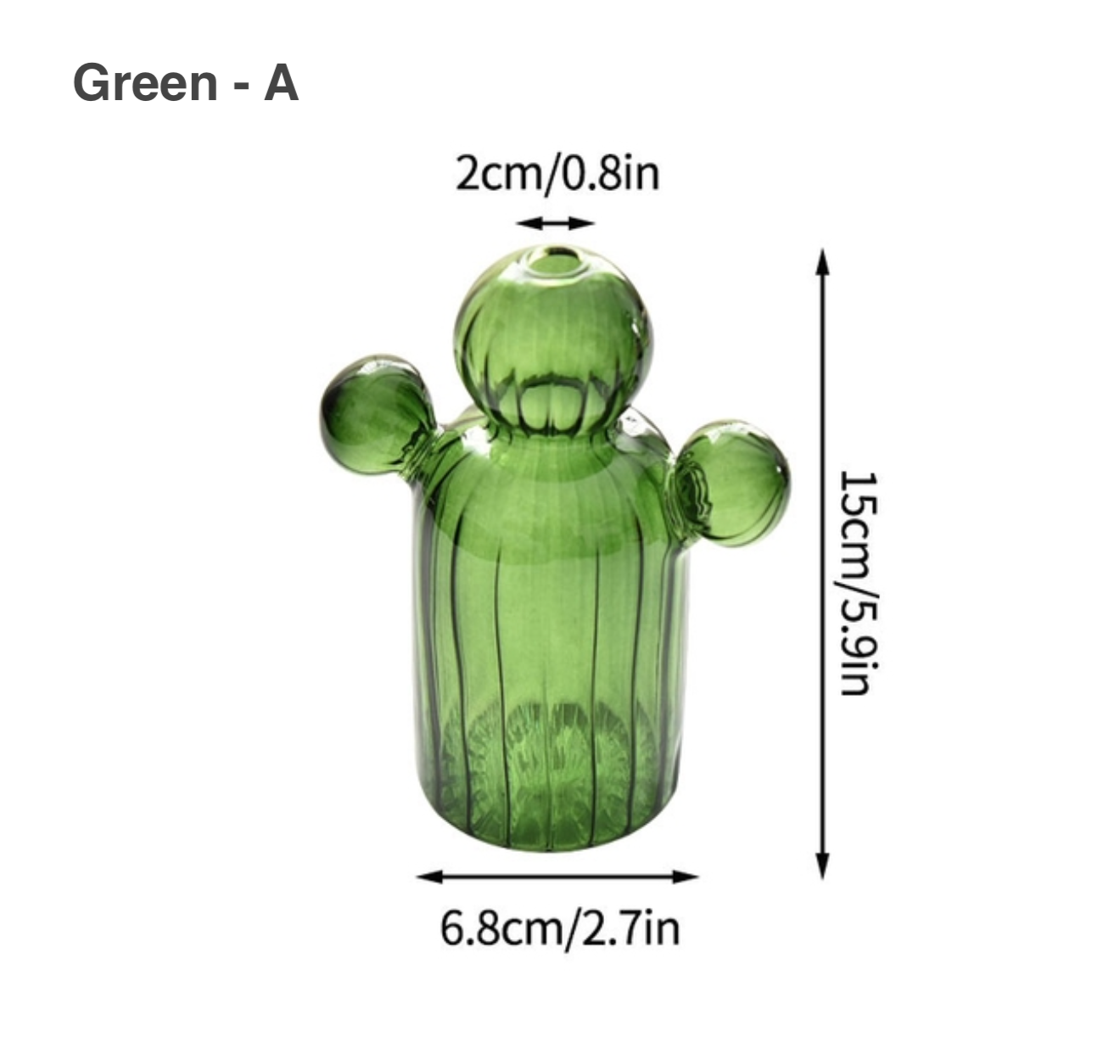 Vase pour plantes hydroponiques en verre en forme de cactus