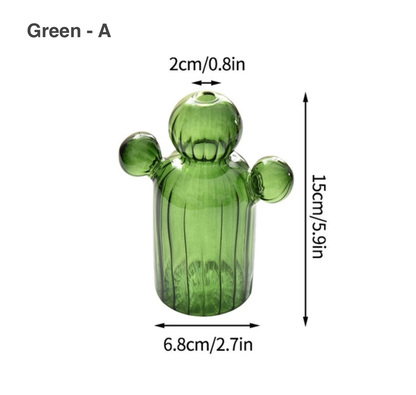 Vase pour plantes hydroponiques en verre en forme de cactus