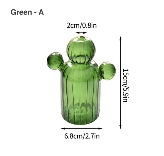 Vase pour plantes hydroponiques en verre en forme de cactus