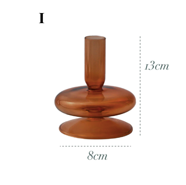 Bougeoir en verre marron
