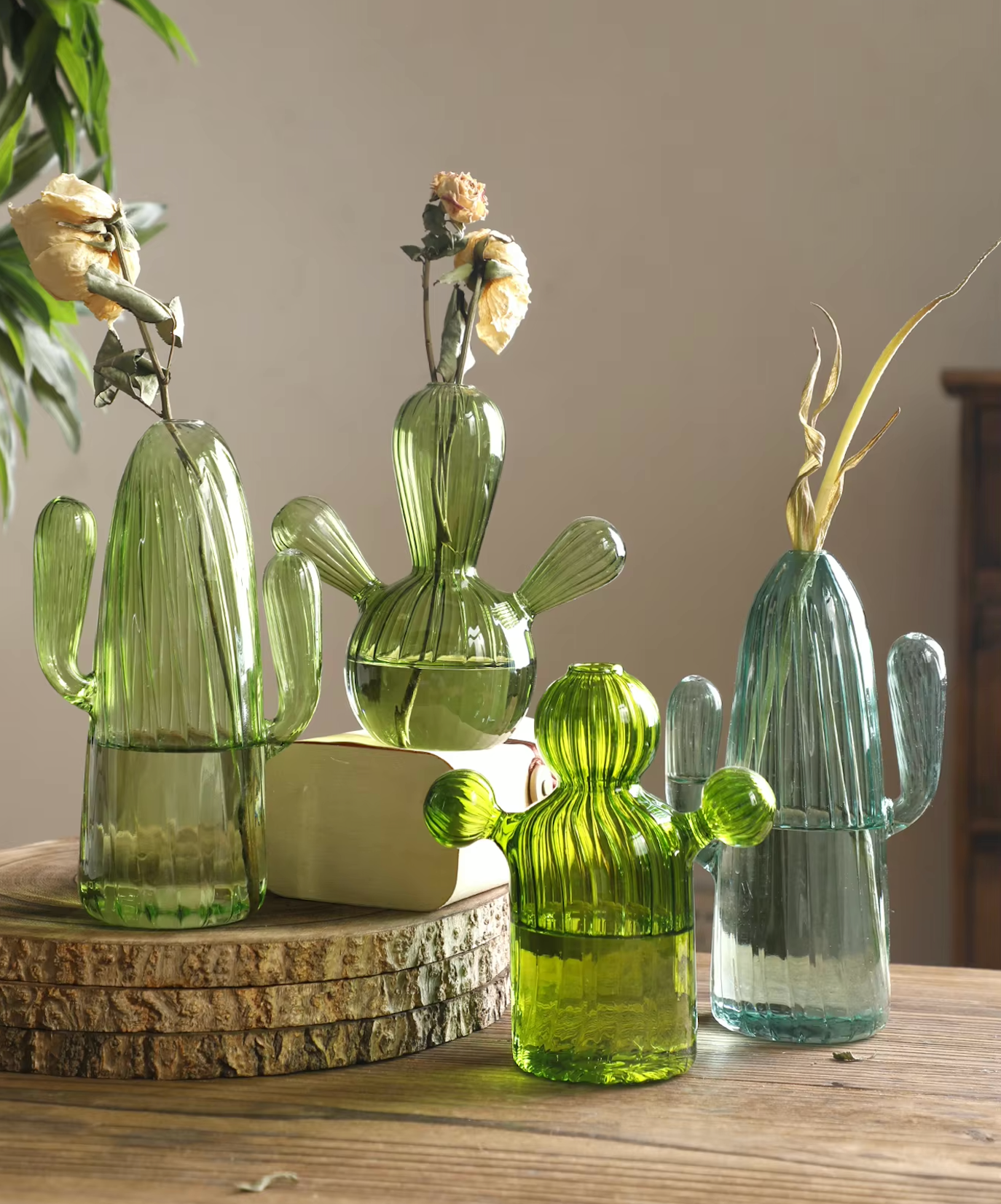 Vase pour plantes hydroponiques en verre en forme de cactus