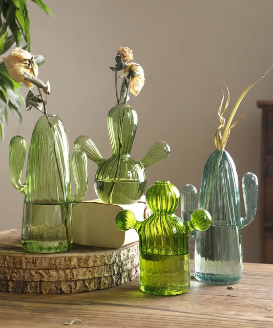 Vase pour plantes hydroponiques en verre en forme de cactus