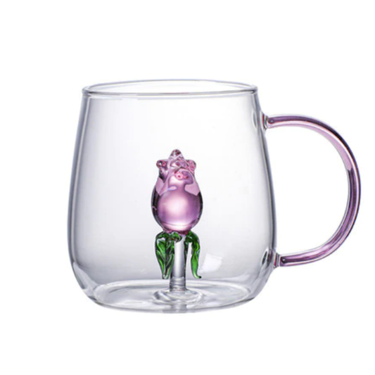 Tasse en verre avec animal 3D