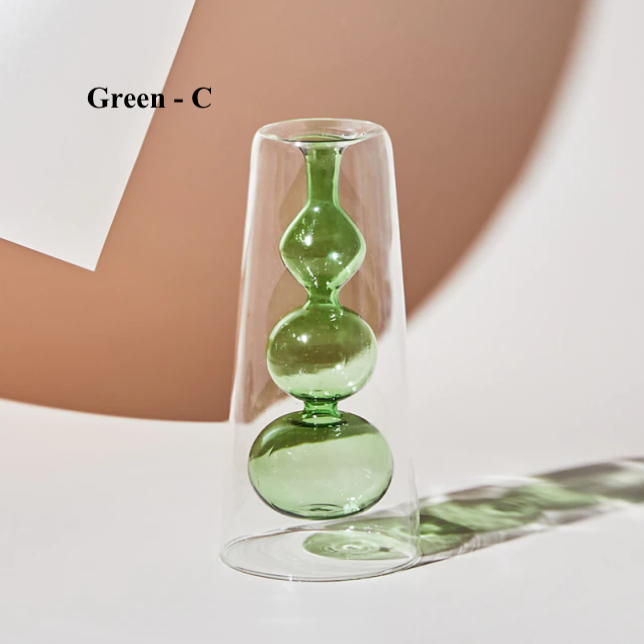 Vase en verre coloré hydroponique nordique