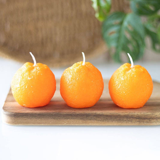Ensemble de 3 bougies en forme d'agrumes