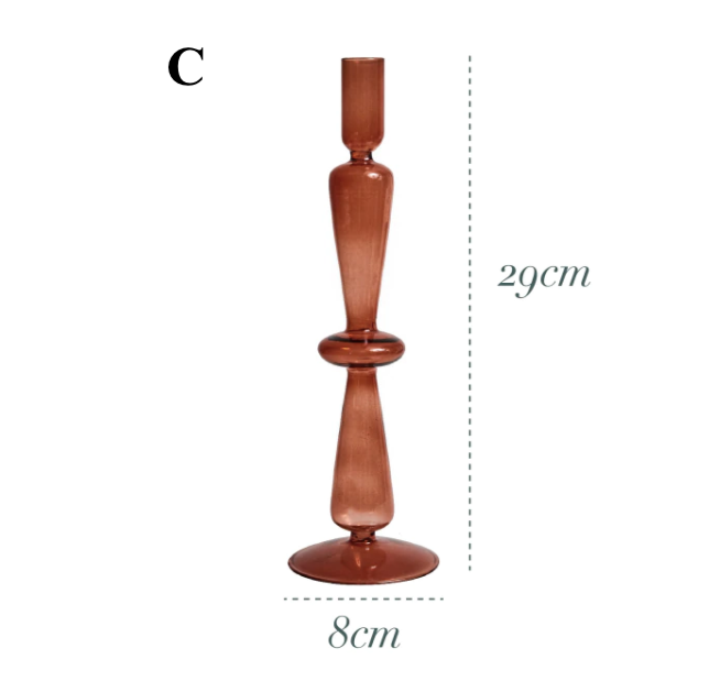 Bougeoir en verre marron