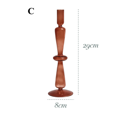 Bougeoir en verre marron