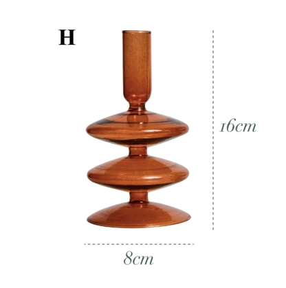 Bougeoir en verre marron