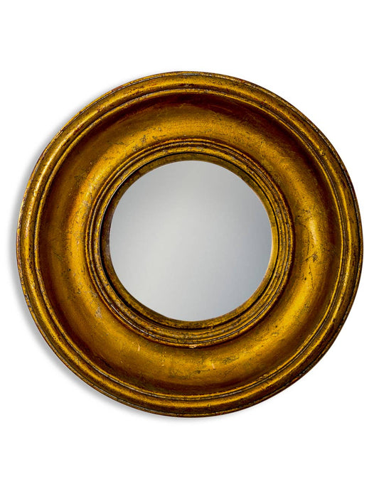 Petit miroir convexe à cadre profond en or vieilli