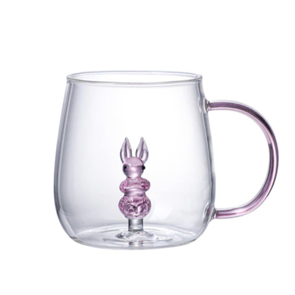 Tasse en verre avec animal 3D