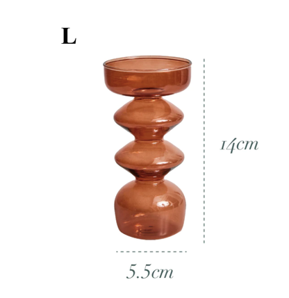 Bougeoir en verre marron