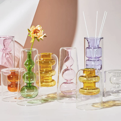 Vase en verre coloré hydroponique nordique