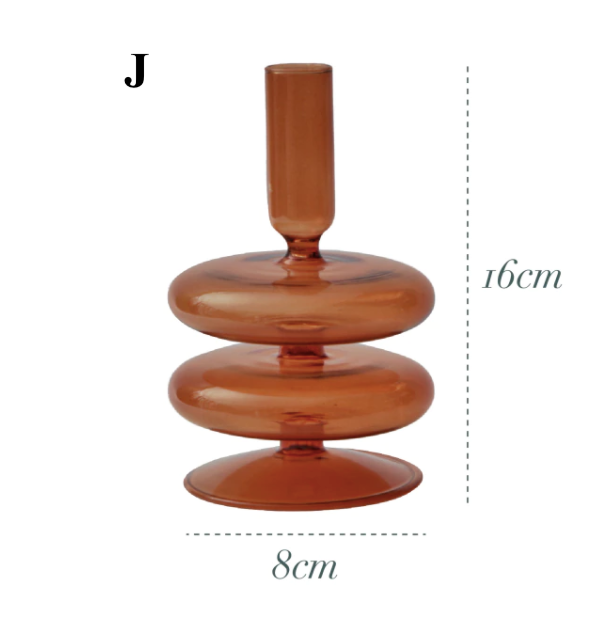 Bougeoir en verre marron