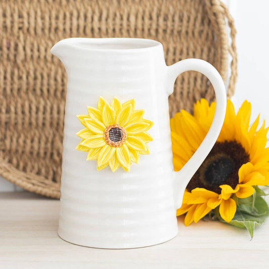 Pichet décoratif à fleurs en céramique tournesol 3D