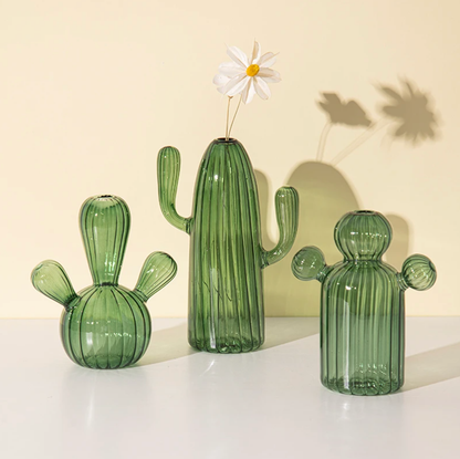 Vase pour plantes hydroponiques en verre en forme de cactus