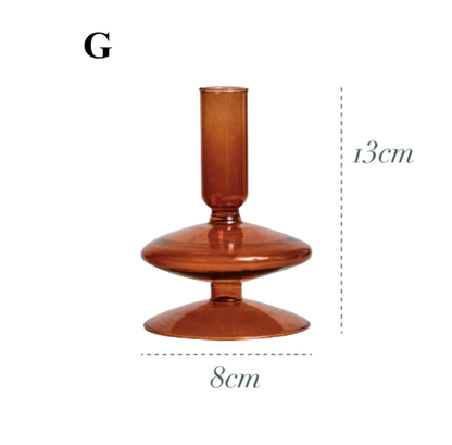 Bougeoir en verre marron
